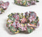 Floral Sage & Pink Block Printed Scrunchie hair ties set of 3