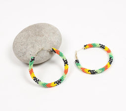 Glass Beaded Multicolor Hoop Earrings