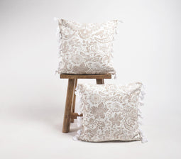Floral Handwoven Tasseled Cushion Covers (set of 2)