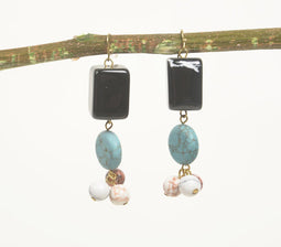 Gemstone & Resin Dangle Earrings