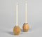 Geometric Hand Carved Mango Wood Candle Holders (Set of 2)