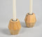 Geometric Hand Carved Mango Wood Candle Holders (Set of 2)