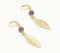 Gemstone & Gold-Toned Leaf Dangle Earrings