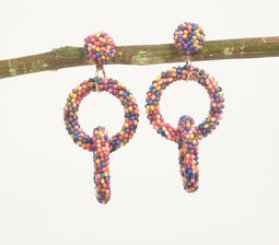 Glass Beaded Interlocked Loops Dangle Earrings