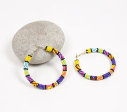 Glass Beaded Multicolor Hoop Earrings_1