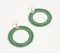 Glass Beaded Green Loop Dangle Earrings