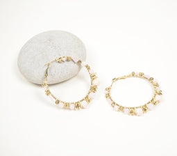 Glass & Metallic Beaded Hoop Earrings