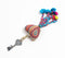 Fluttering Heart Beaded Pom-Pom Keychain