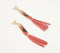 Glass Beaded & Brass Red Shoulder Duster Earrings
