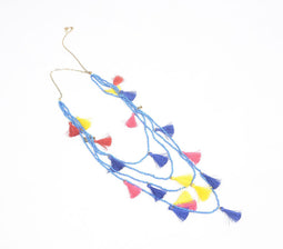 Glass Beaded & Tasseled Layered Necklace