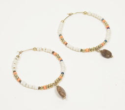 Glass beads & Natural Stone Hoop Earrings