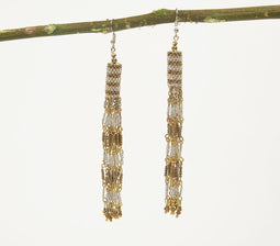 Glass Beads Shoulder Duster Earrings