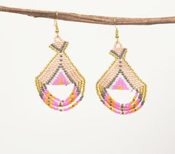 Glass Beaded Vessel-Shaped Dangle Earrings