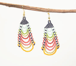 Glass Beaded Black Dangle Earrings