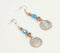 Glass Beads & Silver-Toned Coin Dangle Earrings
