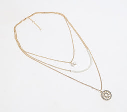 Glass Crystal Beads & Pearl Gold-Toned Layered Necklace