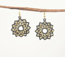 Glass Beaded Floral Monochrome Dangle Earrings