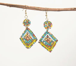 Glass Beads Studded Multicolor Dangle Earrings