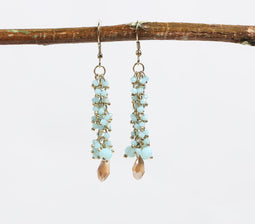 Glass Crystal Beads Turquoise Dangle Earrings