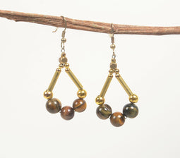 Gold-Toned & Glass Beaded Dangle Earrings