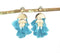 Gold-Toned & Turquoise-Tasseled Drop Earrings