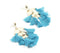 Gold-Toned & Turquoise-Tasseled Drop Earrings