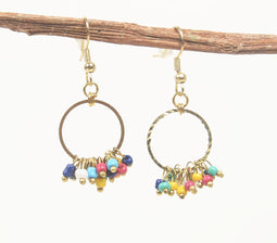 Gold-Toned Brass & Glass Beads Dangle Earrings