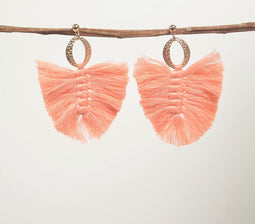 Gold-Toned Alloy Fringed Coral Dangle Earrings