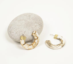 Gold-Toned Brass & Resin C-Hoop Earrings