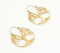 Gold-Toned Brass Tree-Feligree Huggie Hoop Earrings