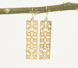 Gold-Toned Brass Filigree Dangle Earrings