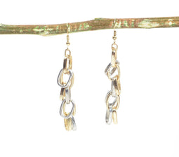 Gold & Silver-Toned Interlocked Chain Dangle Earrings