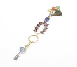 Gold-Toned & Glass Beaded Tasseled Keyring