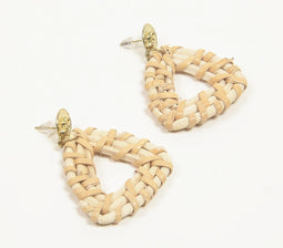 Gold-Toned Brass & Bamboo Triangular Drop Earrings