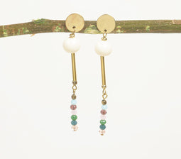 Glass Beads & Resin Gold-Toned Drop Earrings