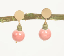 Gold-Toned Iron & Ceramic Beads Dangle Earrings
