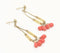 Gold-Toned Iron & Coral Glass Beads Drop Earrings