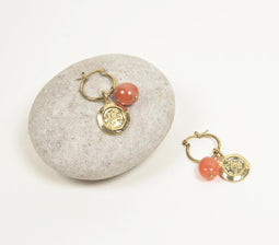 Gold-Toned Brass & Gemstone Om Micro-Hoop Earrings