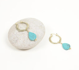 Gold-Toned Iron & Clay Micro-Hoop Dangle Earrings