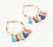 Gold-Toned Iron & Bone Beads Tasseled Huggie Earrings