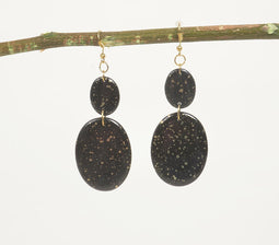 Gold-Toned Iron & Black Resin Dangle Earrings