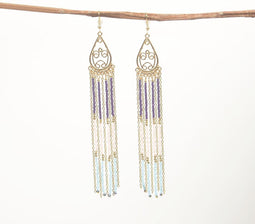 Gold-Toned Iron & Glass Beaded Shoulder Duster Earrings