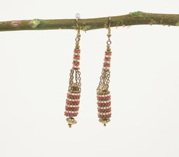Gold-Toned Iron & Glass Beads Shoulder Duster Earrings