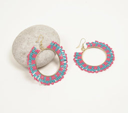 Gold-Toned Iron & Glass Beads Loop Dangle Earrings