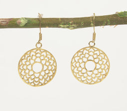 Gold-Toned Brass Floral Dangle Earrings