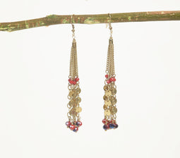 Gold-Toned Iron & Glass Beads Multi-Strand Dangle Earrings