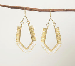 Gold-Toned Iron & Glass Beads Geometric-Drop Dangle Earrings