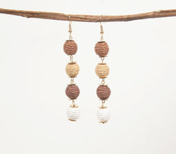Gold-Toned Iron & Raffia-Wrapped Shoulder Duster Earrings