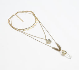 Gold-Toned Iron Charms & Pencil-Pendant Layered Necklace