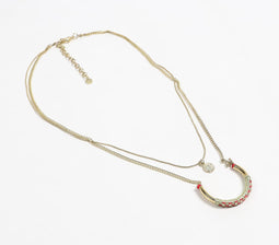 Gold-Toned Iron Layered Red Pendant Necklace